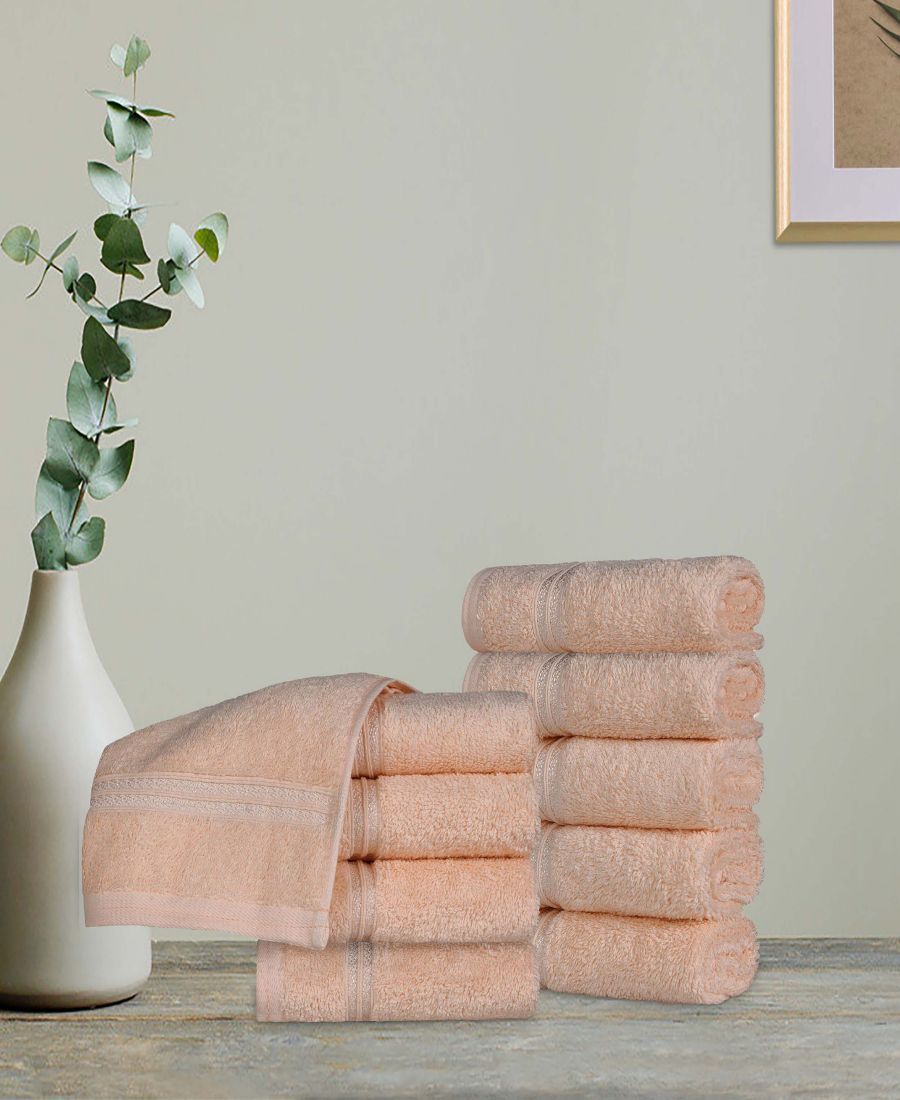 

Набор из 10 быстросохнущих салфеток для умывания из 100% египетского хлопка. Superior, Peach