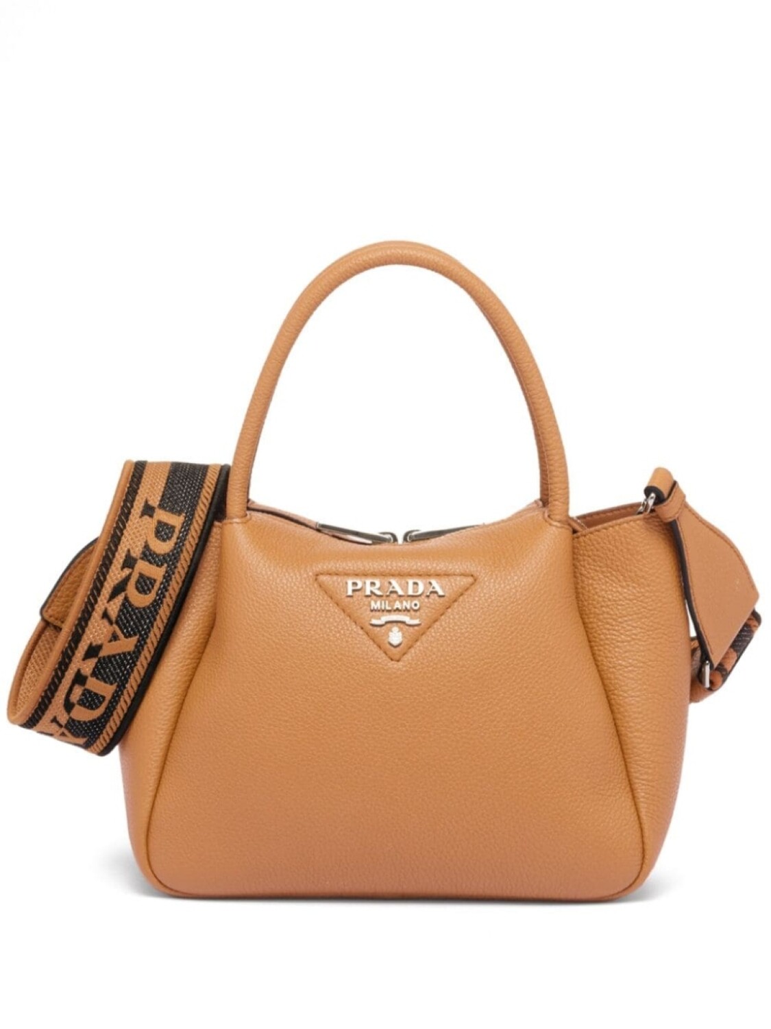 

Маленькая кожаная сумка-тоут Prada, коричневый