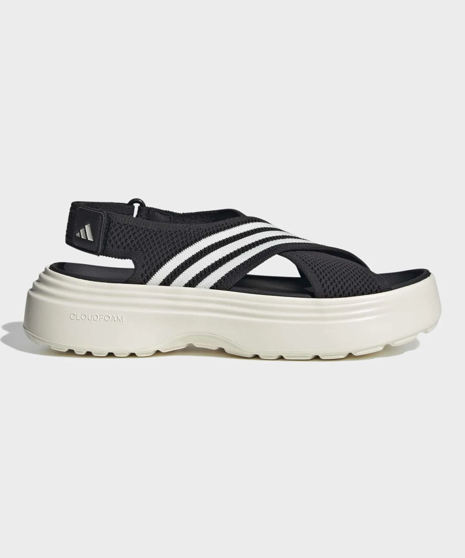 Унисекс сандалии на платформе adidas чёрные с белым