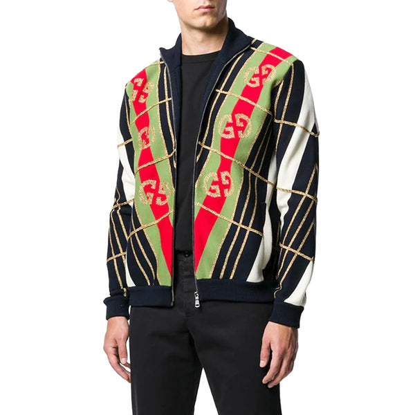 Куртка bomber knit jacket 'multicolor' Gucci, черный — фото 2