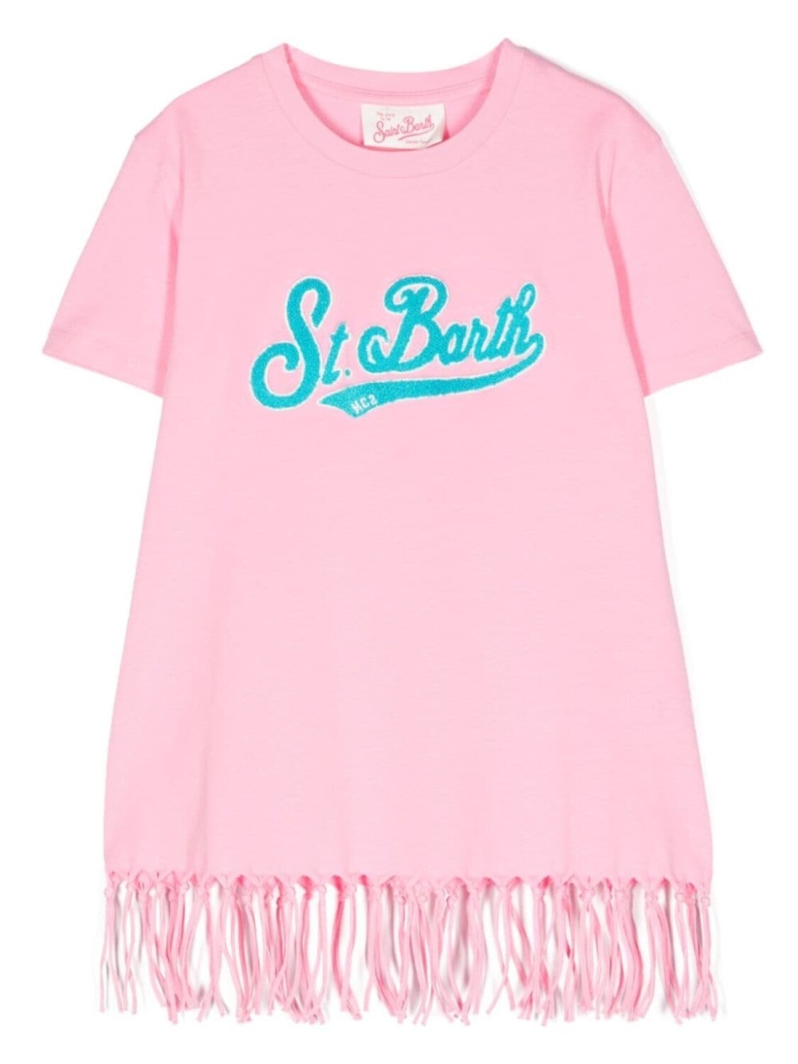 

MC2 Saint Barth Kids хлопковое платье с набивным логотипом, розовый