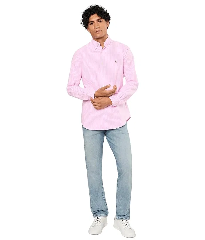 Футболка из сшитой ткани Classic Striped Seersucker Shirt Polo Ralph Lauren, Harbor Island Blue/Polo Black/Andover Heather — фото 2