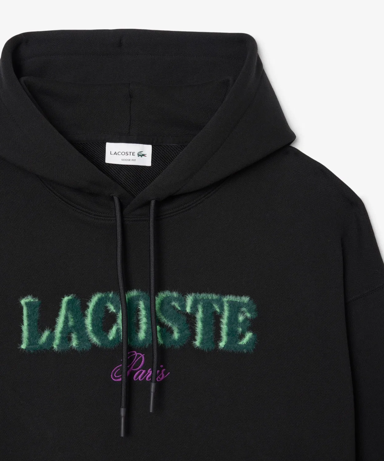 Худи-свитшот Lacoste с ворсовым логотипом, черный