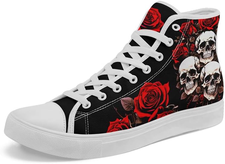 

Крутые индивидуальные кроссовки Skull High Tops из холщовой ткани для мужчин и женщин, классические с шнуровкой, готический стиль, повседневные холщовые кроссовки Coolcustomize, Color17