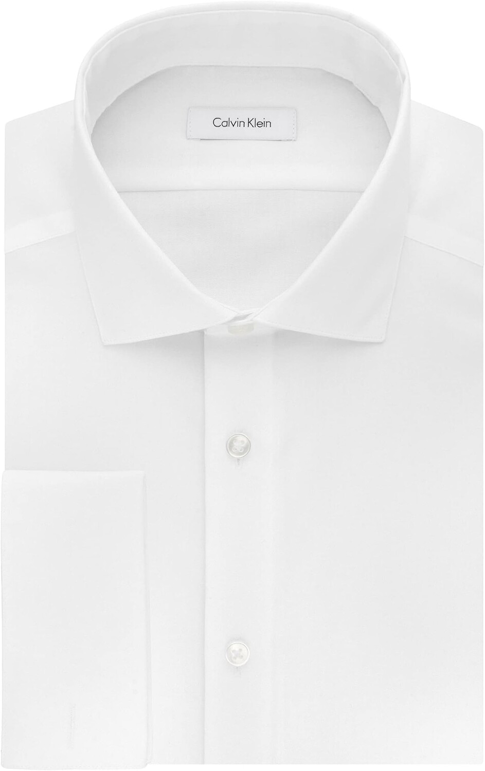 

Мужская классическая рубашка Slim Fit без железа с однотонными французскими манжетами Calvin Klein, белый