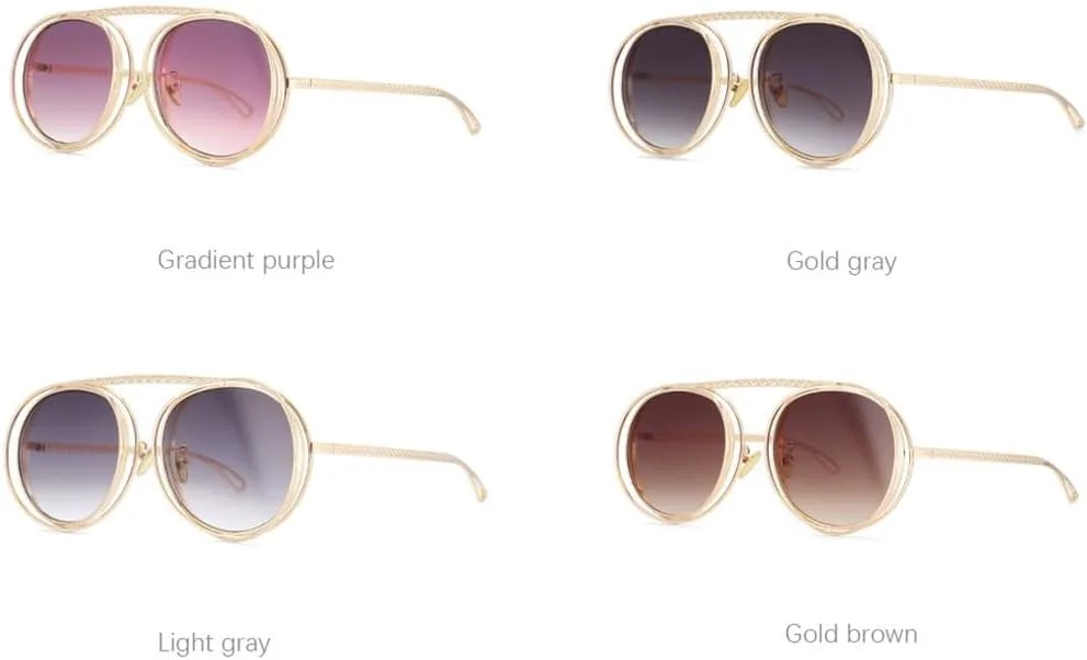 

Винтажная металлическая цепочка для мужчин и женщин, панк-ретро, ​​солнцезащитные очки с плоской верхней частью, защита от УФ-излучения UV400 JWMSXYQR, Light Gray