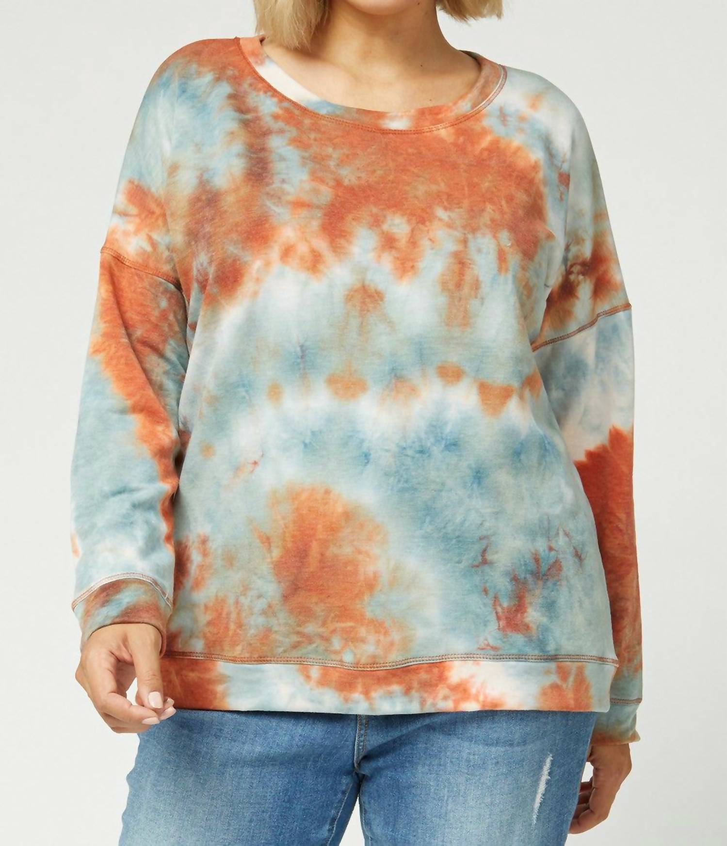 

Свитер Tie Dye - Plus в тыквенном и синем цвете entro