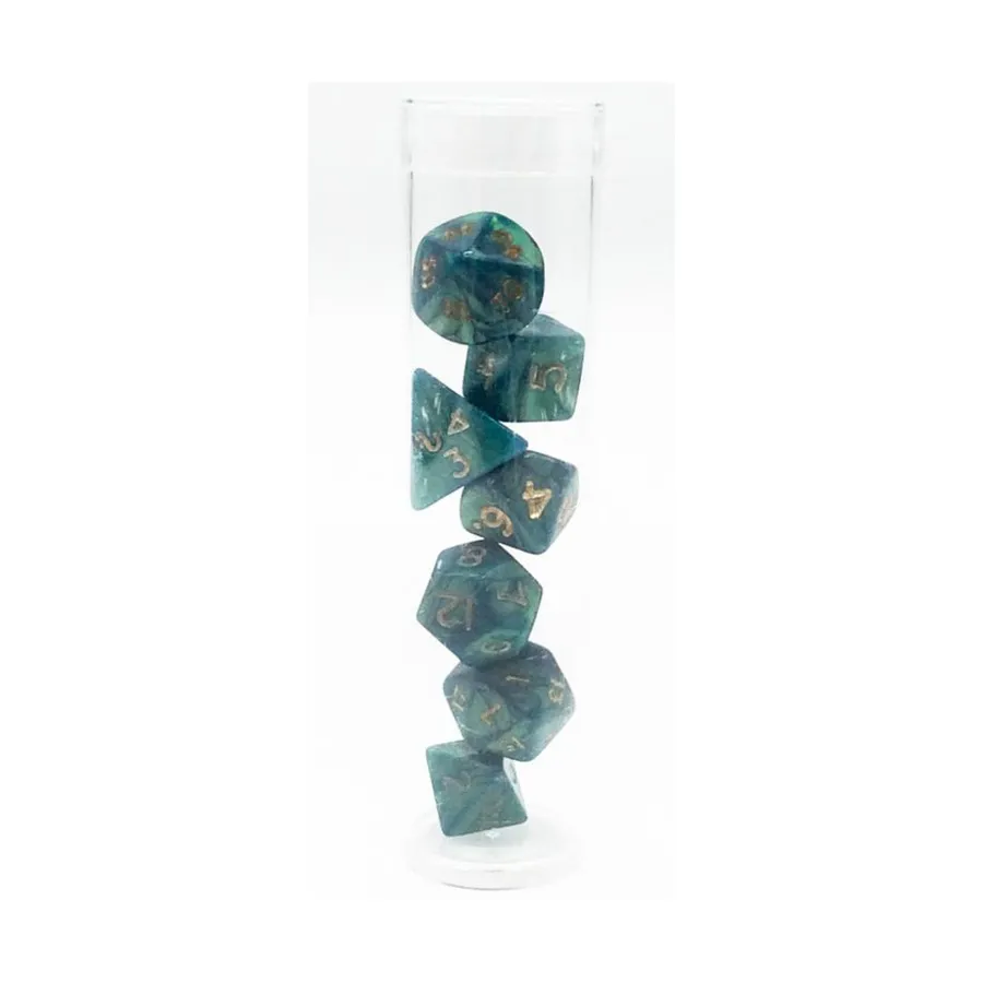 

Мини-набор Poly Poly — зеленый с золотом (7), Dice - Translucent, Micro & Oversized (Crystal Caste)
