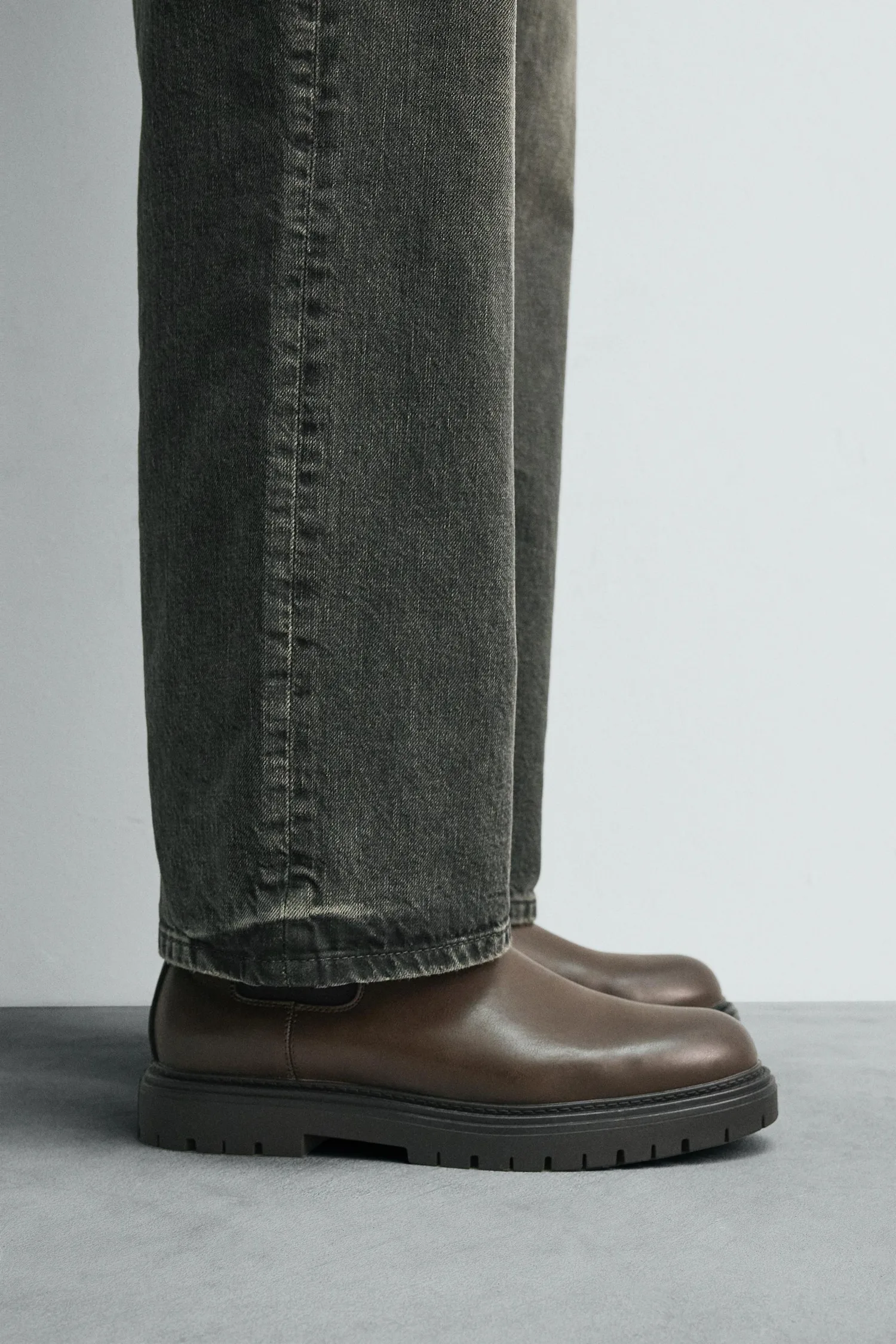 Массивные ботинки челси Zara, коричневый