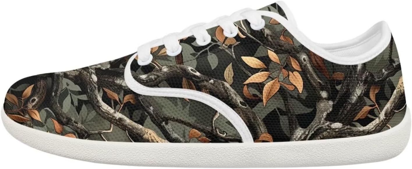 

Мужские минималистичные туфли-босоножки широкого размера с нулевым перепадом модные кеды на работу без шнурков Pointodoor, Camouflage Hunting Pattern