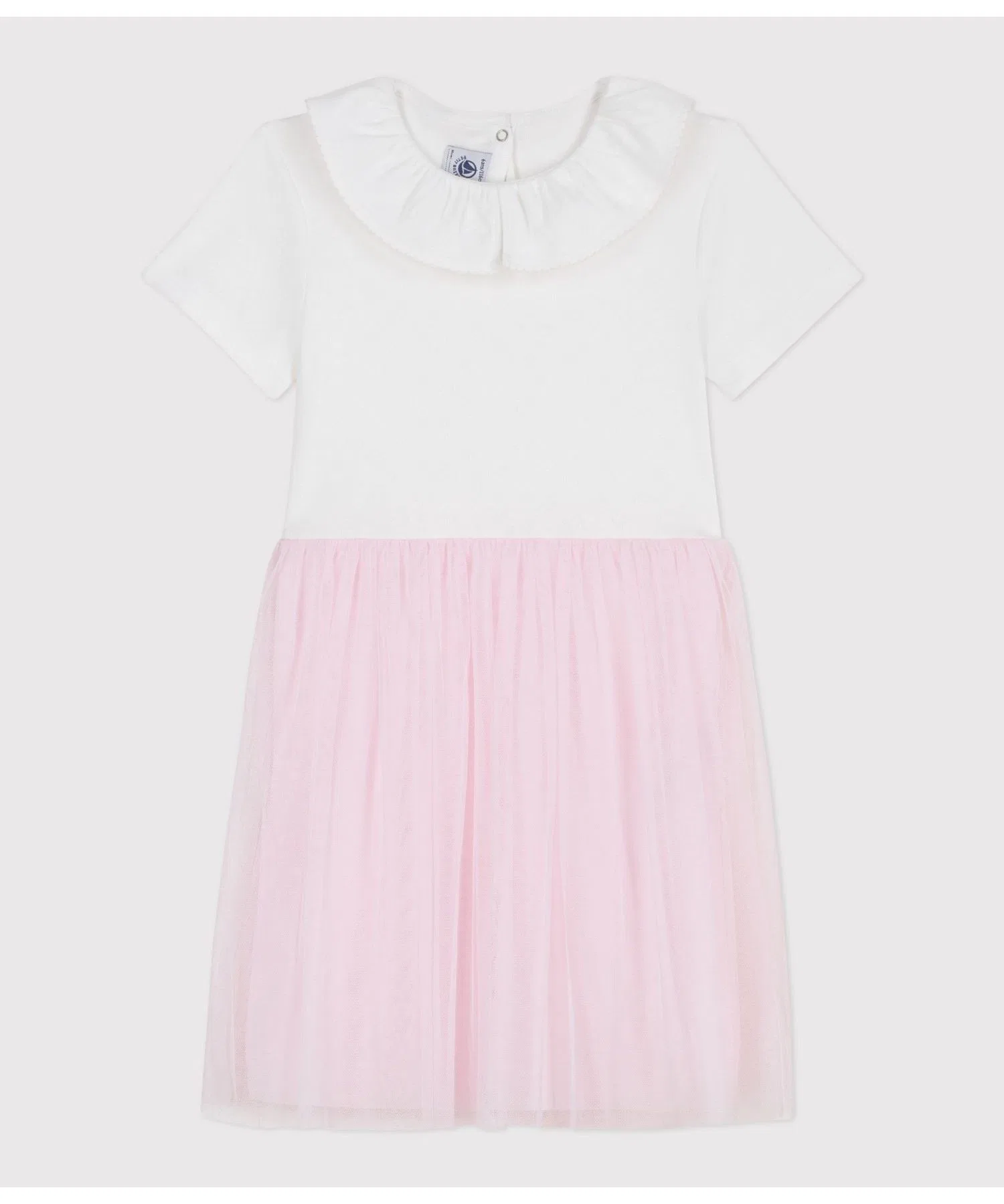 Детское платье-тюль PETIT BATEAU бело-розовое