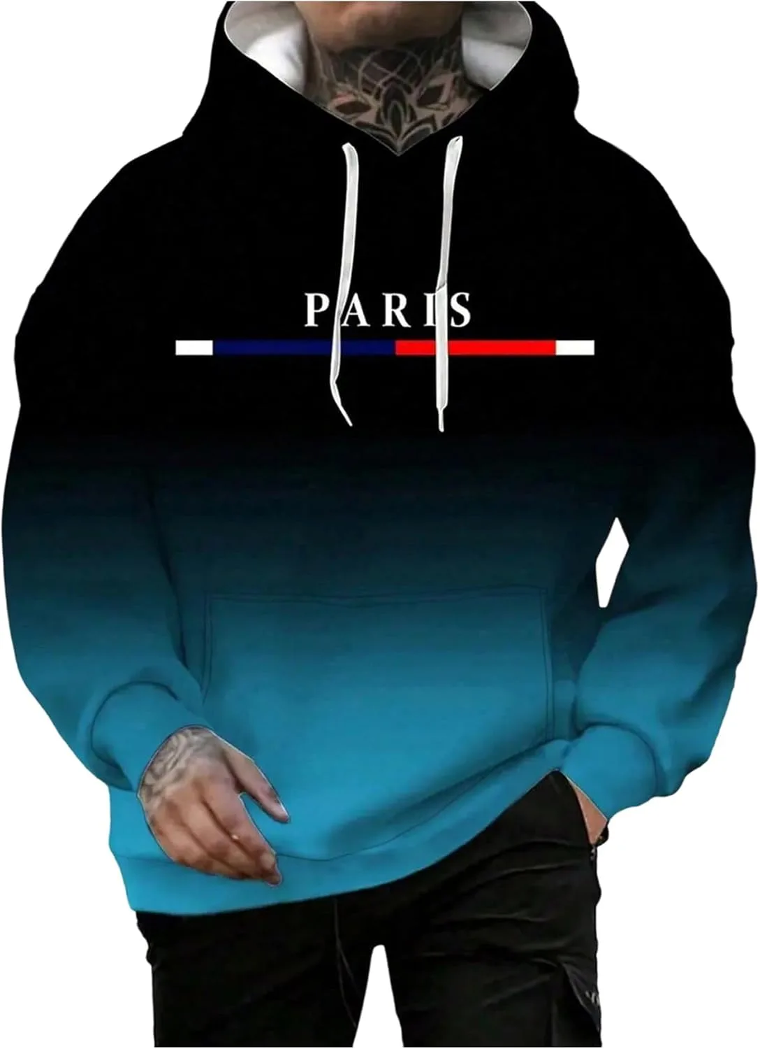 

GORGLITTER мужская худи с принтом в стиле Y2K, оверсайз, с омбре и флисовой подкладкой