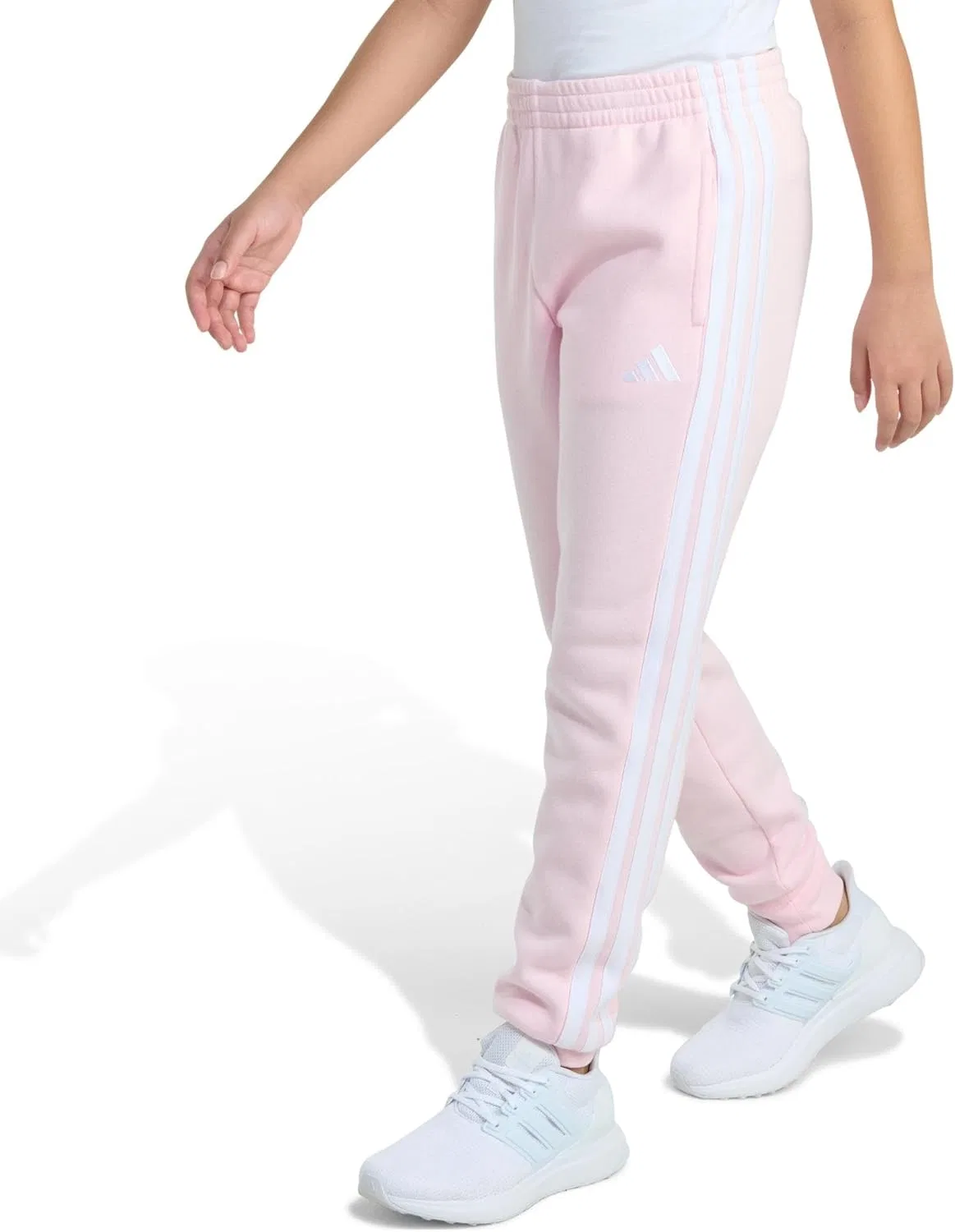 Детские флисовые спортивные брюки Adidas с тремя полосками, Clear Pink — фото 3