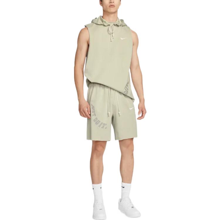 Шорты Men's Nike Logo Embroidered Alphabet Printing Elastic Waistband Straight Casual Shorts Light Stone Gray DX6136-118 — фото 3