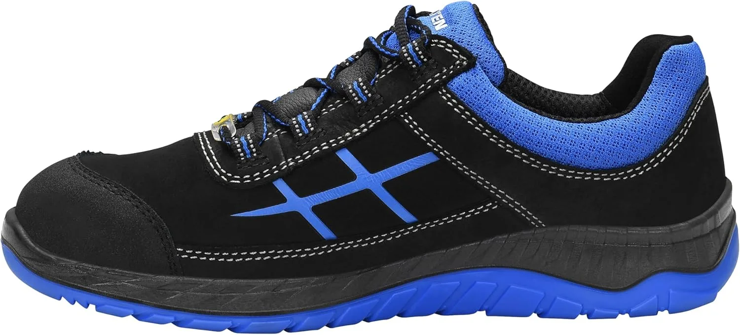 Защитные ботинки ELTEN Malvin Blue Low ESD S3S, для мужчин и женщин, кожа/текстиль, стальной защитный носок, легкие, спортивные, синий — фото 3