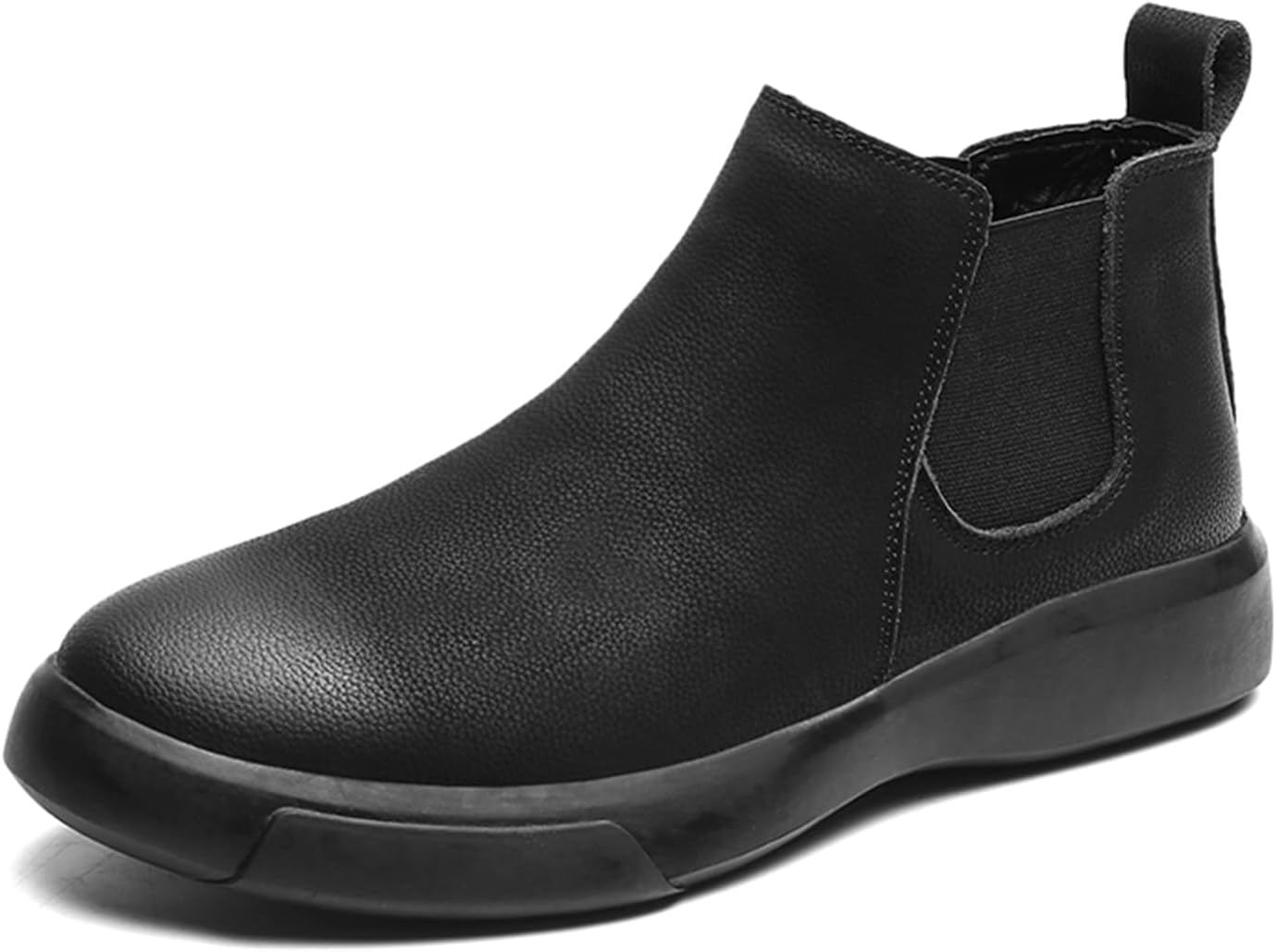 

Мужские кожаные ботинки Челси на низком каблуке, комфортные, без шнуровки, для повседневной и официальной носки Abborora, черный