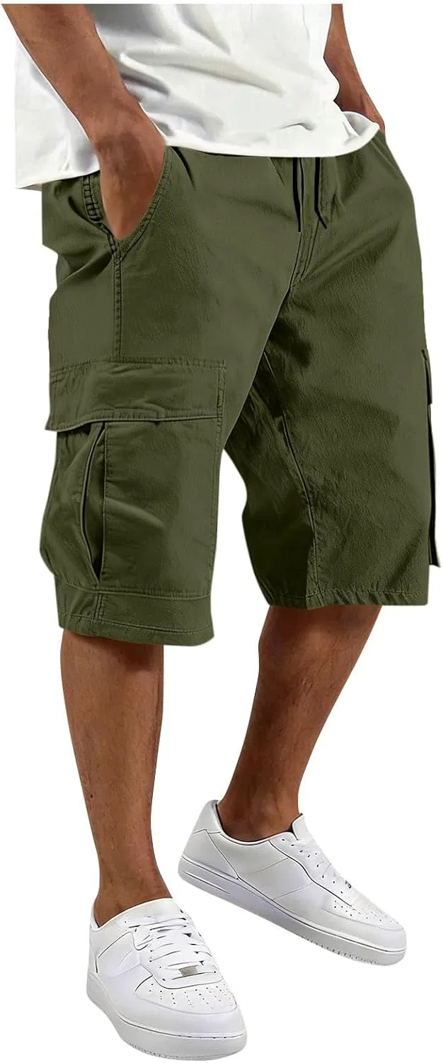 Шорты карго мужские на эластичном поясе, Army Green