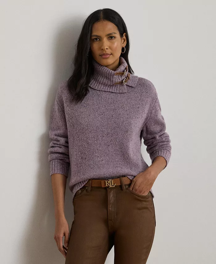 

Женский водолазный свитер с пряжкой в меланжевом стиле Lauren Ralph Lauren, фиолетовый