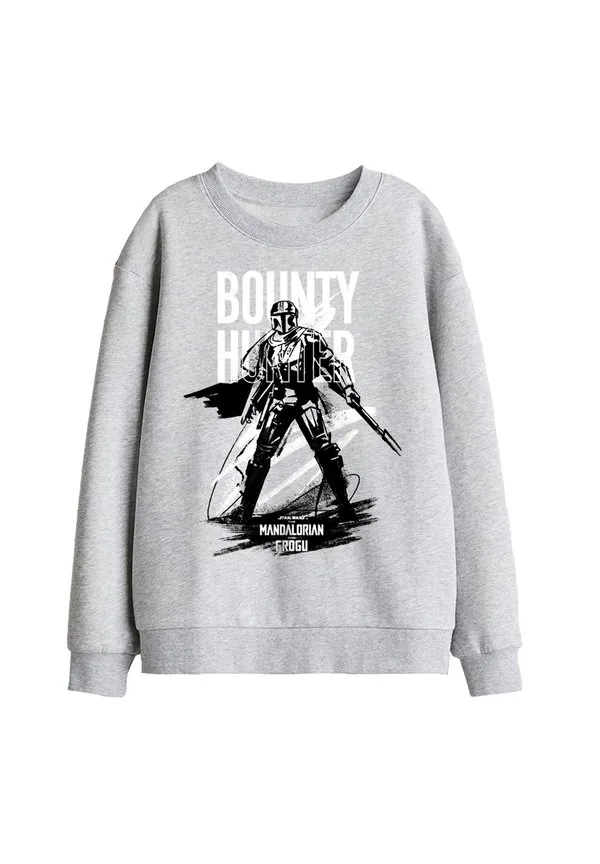 Толстовка с изображением мандалорца и охотника за головами грогу Star Wars, Mottled Light Grey