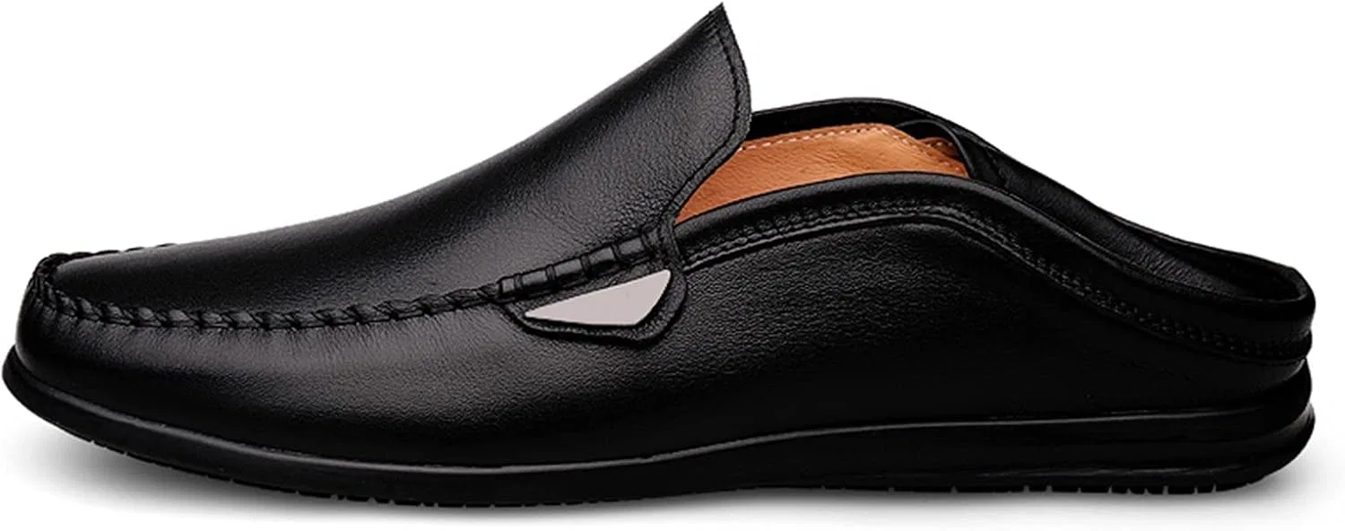Лоферы кожаные Simple Moccasins Shoes, черный — фото 2