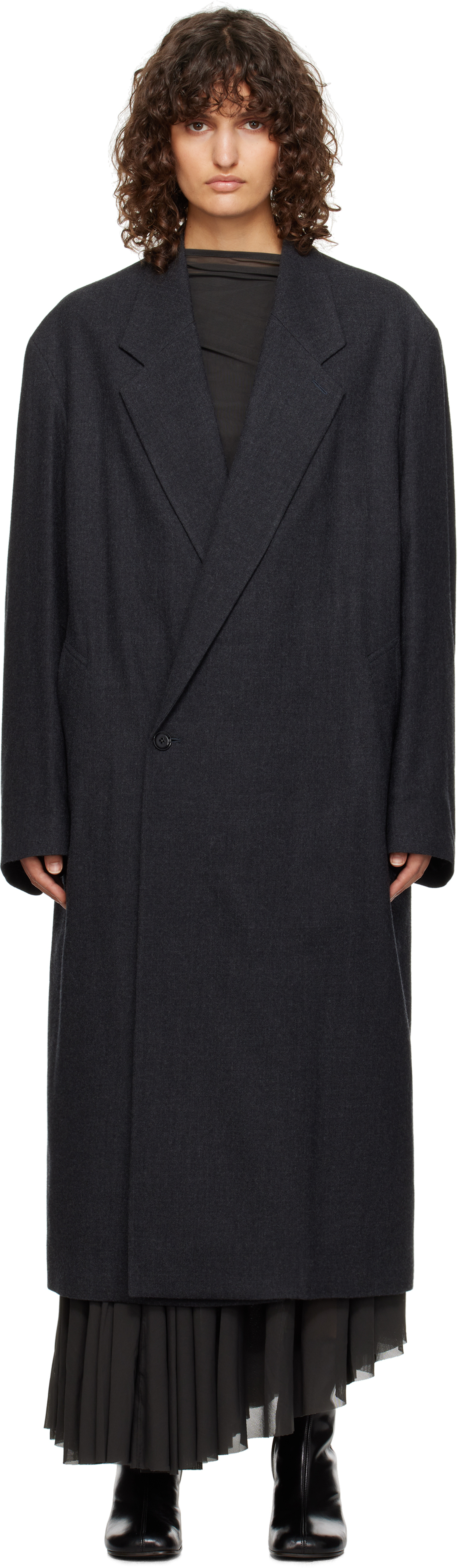 

Серое макси двубортное пальто LEMAIRE, Anthracite