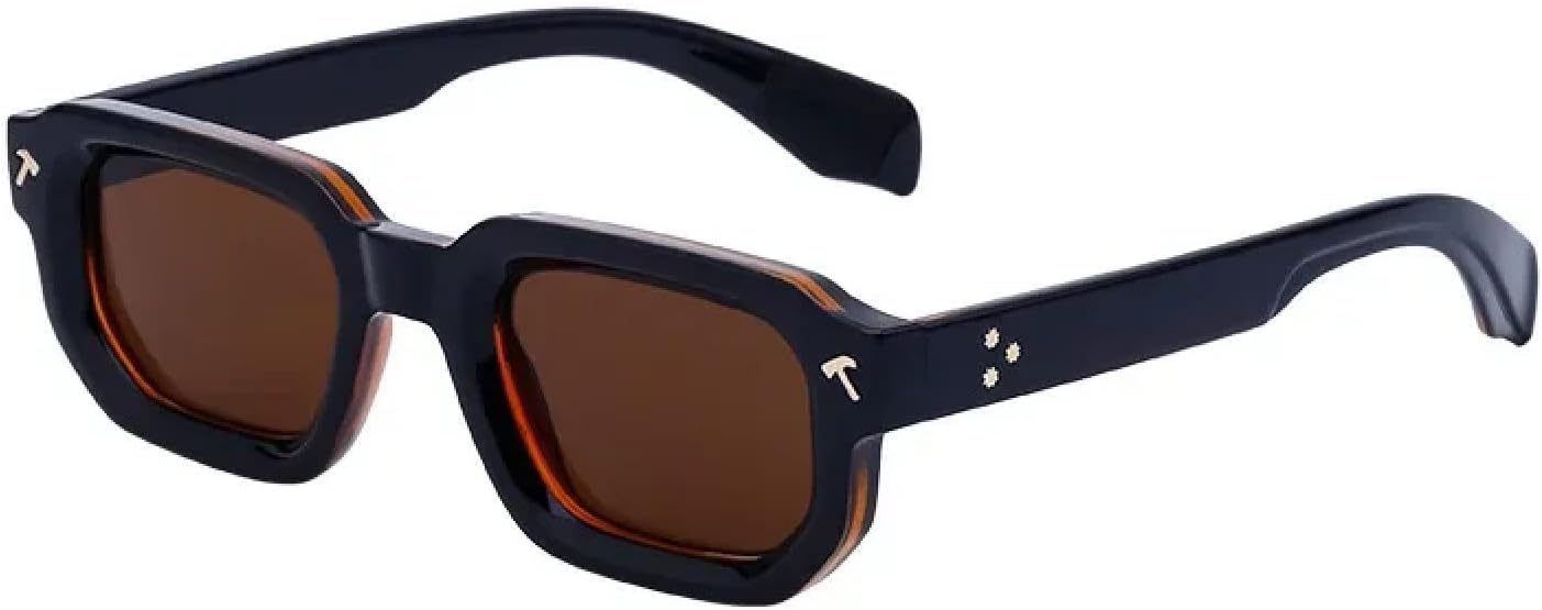 

Роскошные модные солнцезащитные очки для мужчин и женщин в винтажном стиле, маленькая оправа, популярные очки с заклепками, защита от УФ-излучения UV400 TYUVIVO, Black Tea