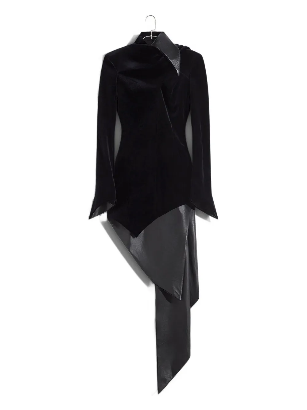 

Бархатное платье асимметричного кроя Mugler, черный