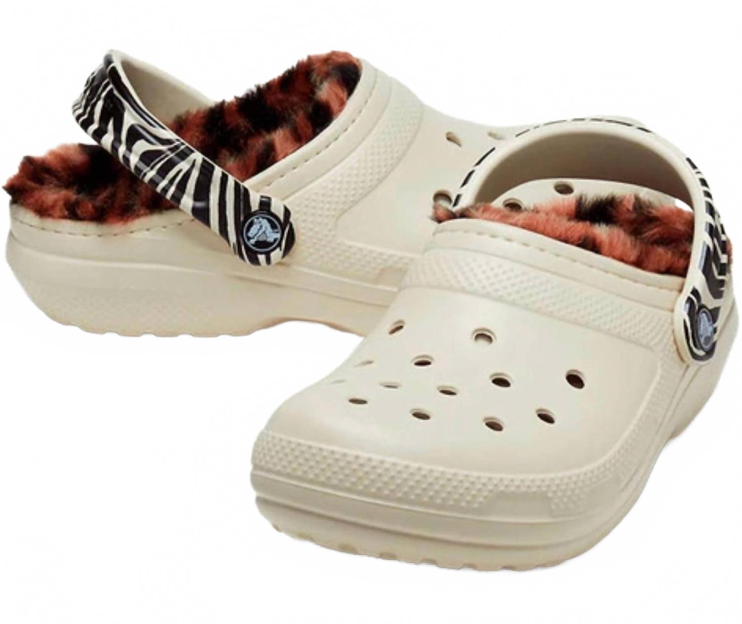 Crocs Мужские классические сабо с подкладкой и принтом, бежевого цвета, с подкладкой сзади — фото 2