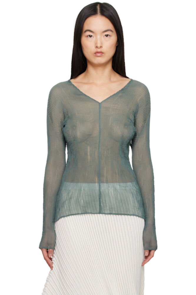 

Синий январский шифоновый топ Twist 1 ISSEY MIYAKE