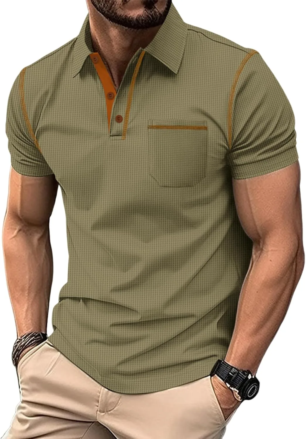 

Футболка-поло для мужчин, Slim Fit, V-образный вырез RODYETQQ