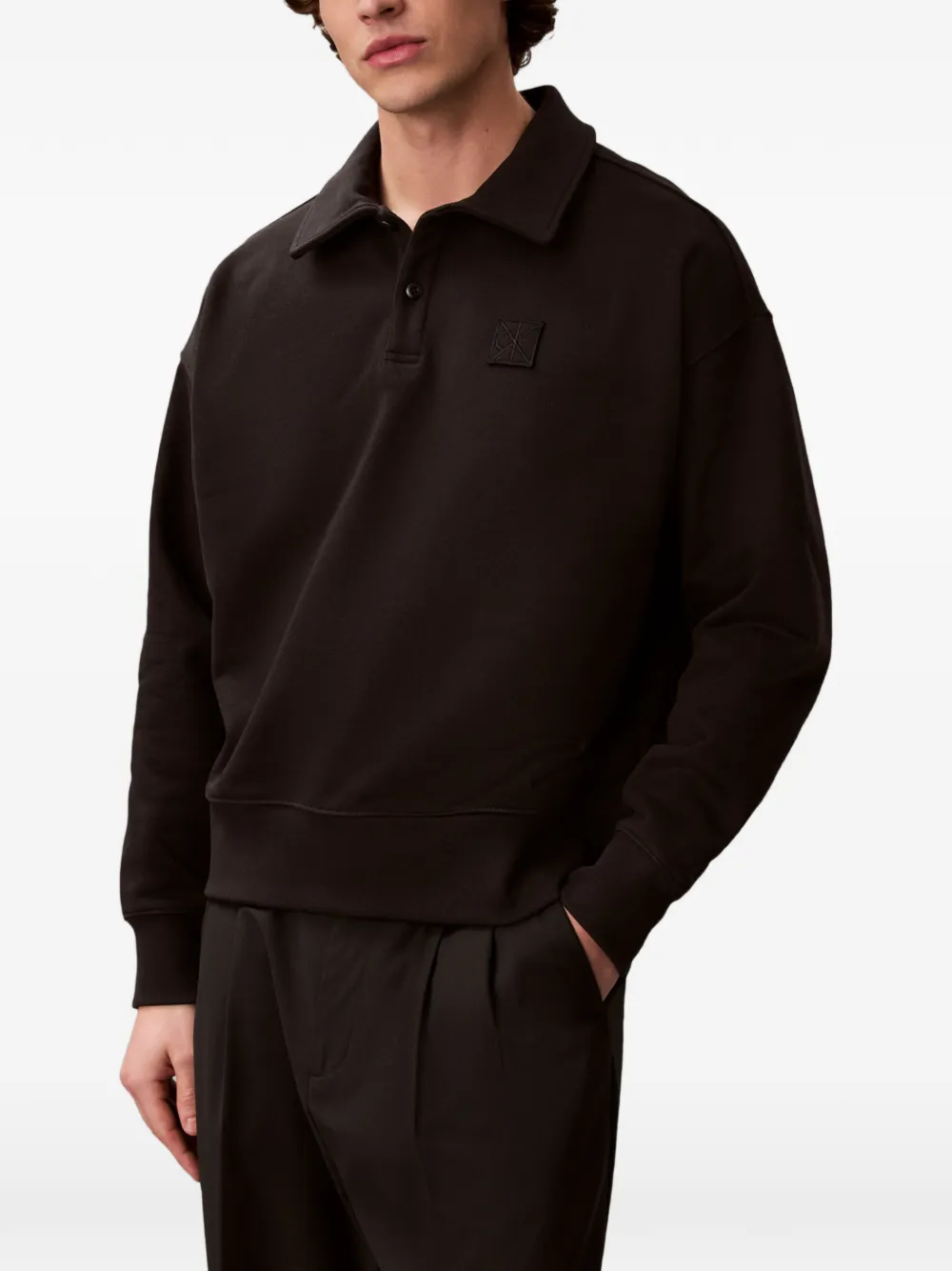 Поло с нашивкой-логотипом Calvin Klein, коричневый