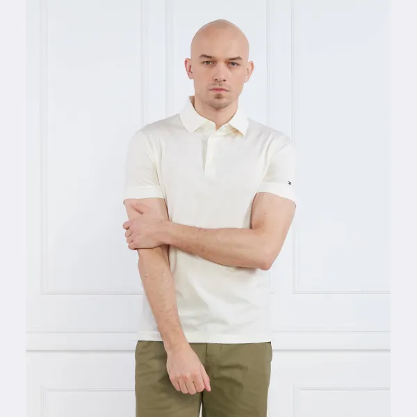 Узкая рубашка-поло из джерси Polo dc ess Merc Tommy Hilfiger, экрю — фото 2