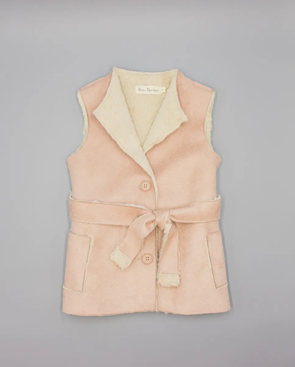 

Жилет для девочки из розовой замши и овчины Fina Ejerique