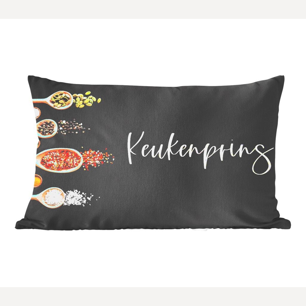 

MuchoWow Декоративная подушка Диванная подушка Декоративная подушка для гостиной 50 x 30 см Мужчины - Кухонный принц - Цитаты - Кухня - Пословицы - Чехлы на диванные подушки - без наполнителя