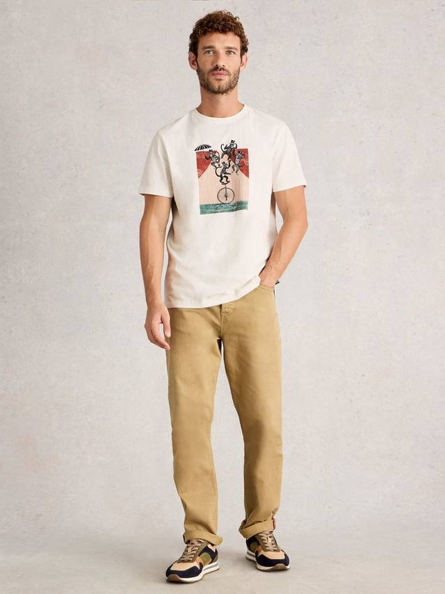 

Футболка Abersoch Cotton Regular Fit с принтом обезьянки White Stuff, White