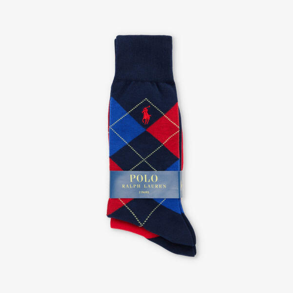 

Упаковка из двух носков из хлопчатобумажной смеси с узором «Аргайл» Polo Ralph Lauren, синий