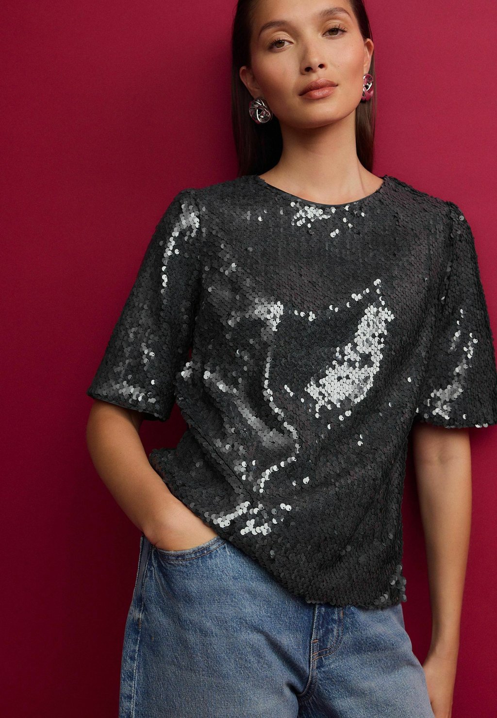 

Блуза SEQUIN Next, серый