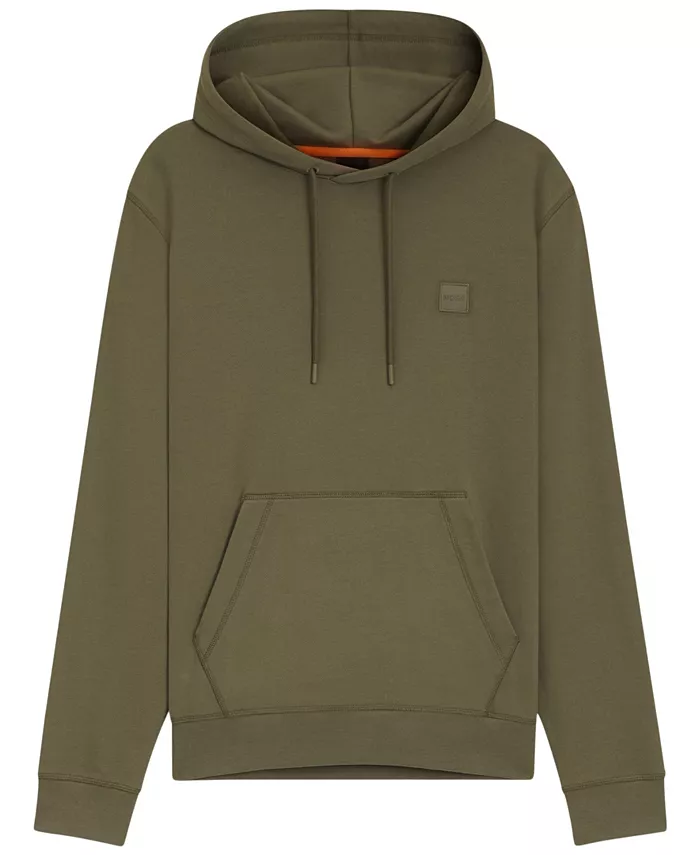 

Мужская хлопковая худи с логотипом Regular-Fit Hugo Boss, зеленый