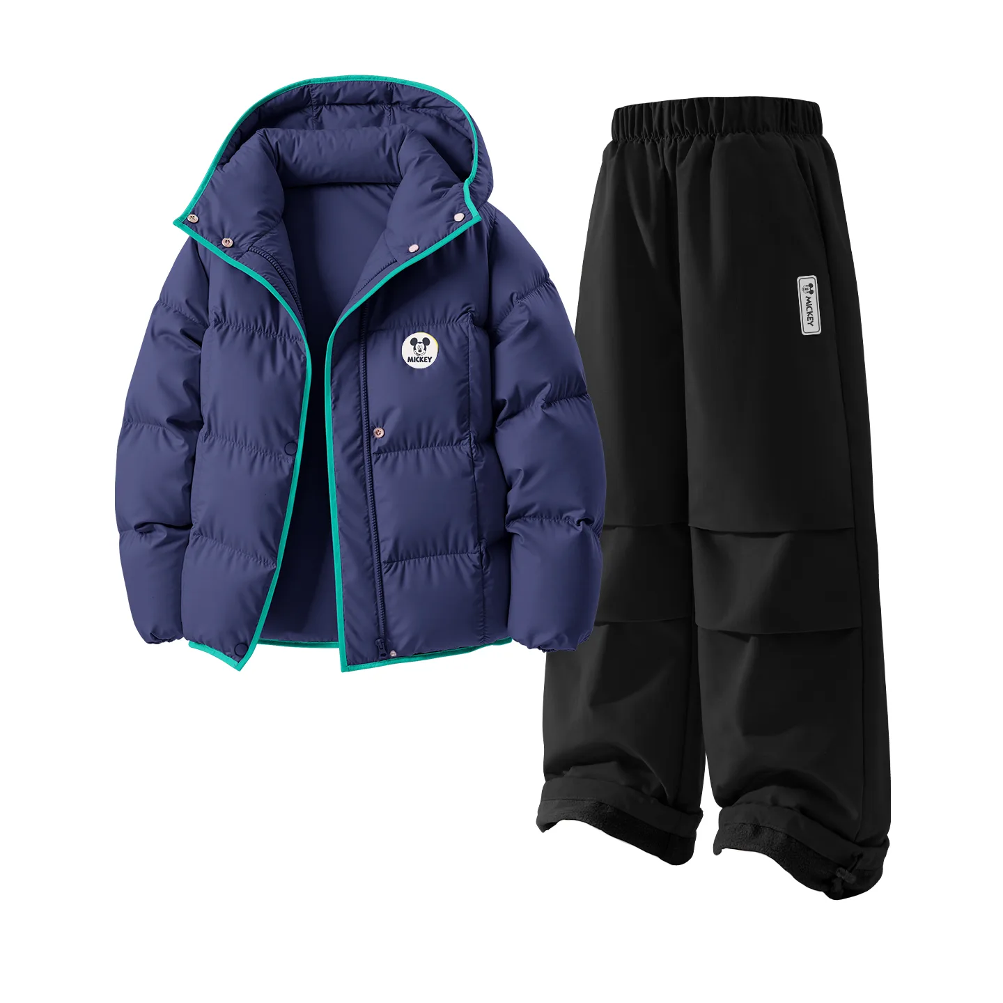 Детский спортивный костюм с круглым вырезом Disney, [Thickened and Fleece-Lined]Dichi Round Hook-and-Loop K Navy Blue+Dichi Square Hook-and-Loop K Black