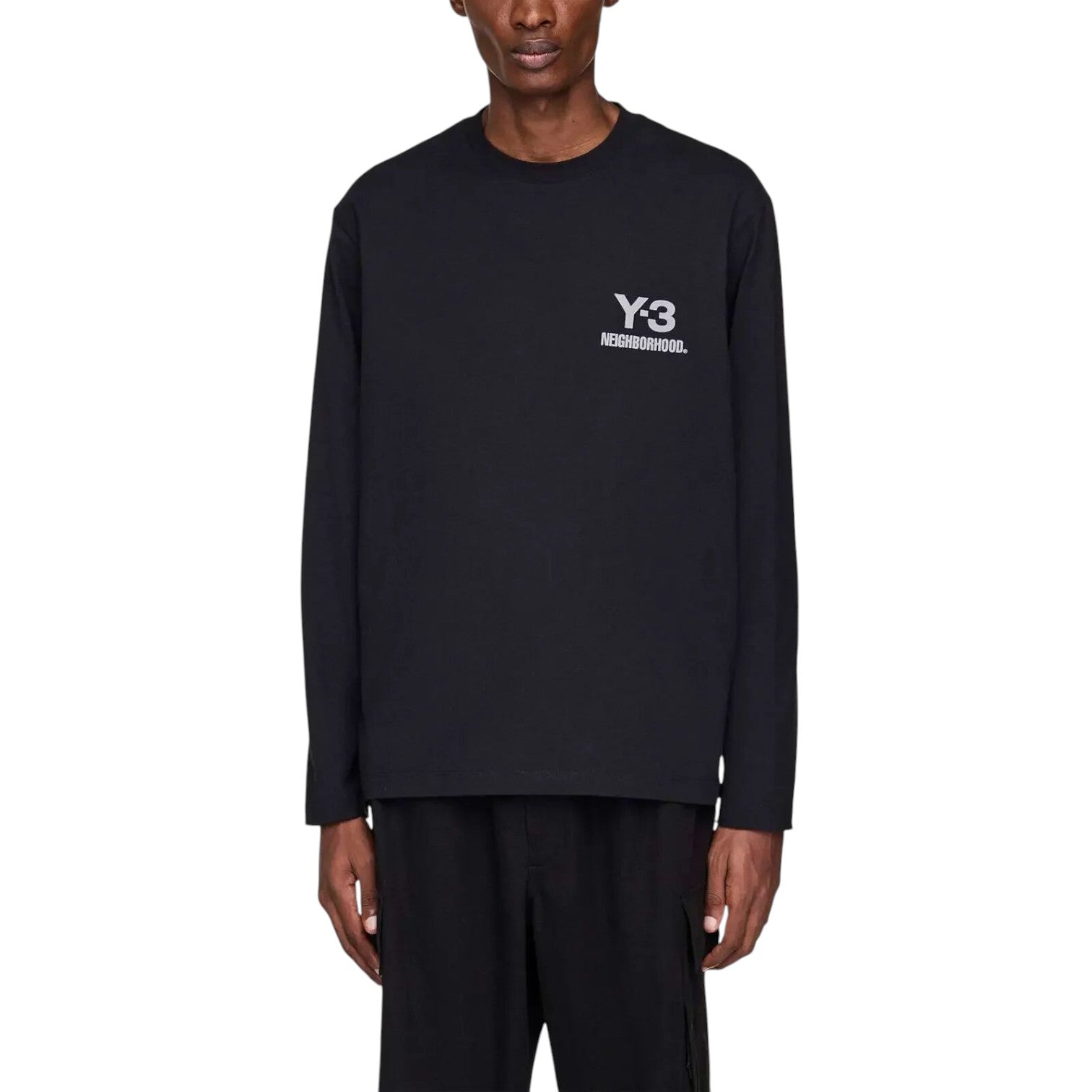 Футболка adidas Y-3 x Neighborhood Logo Long-Sleeved Relaxed T-Shirt 'Black' — фото 3