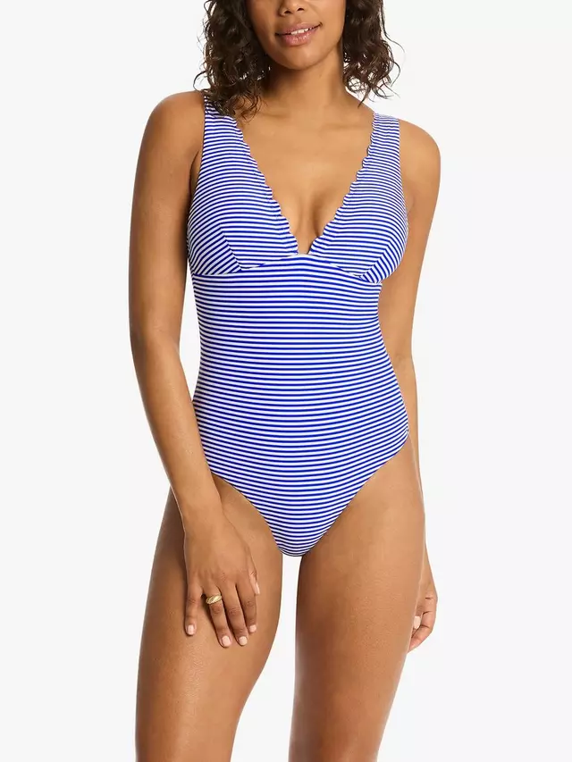 

Купальник Sea Level Varsity Longline Stripe, цвет cobalt/white