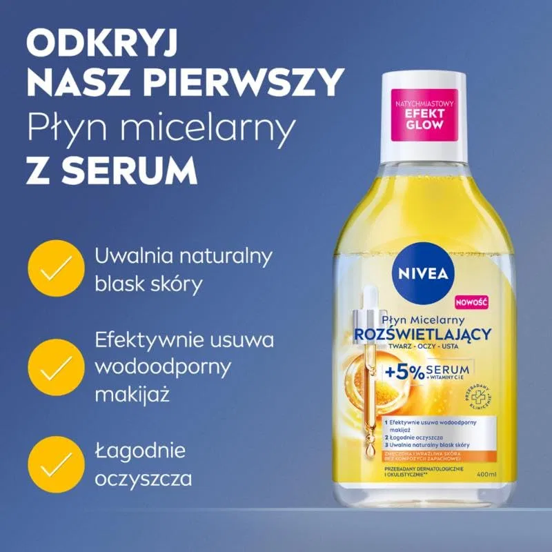 Мицеллярная вода Nivea — Мицеллярная осветляющая жидкость с % сывороткой, 400 мл — фото 3