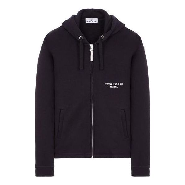 

Куртка logo printed zip-up jacket 'black' Stone Island, черный