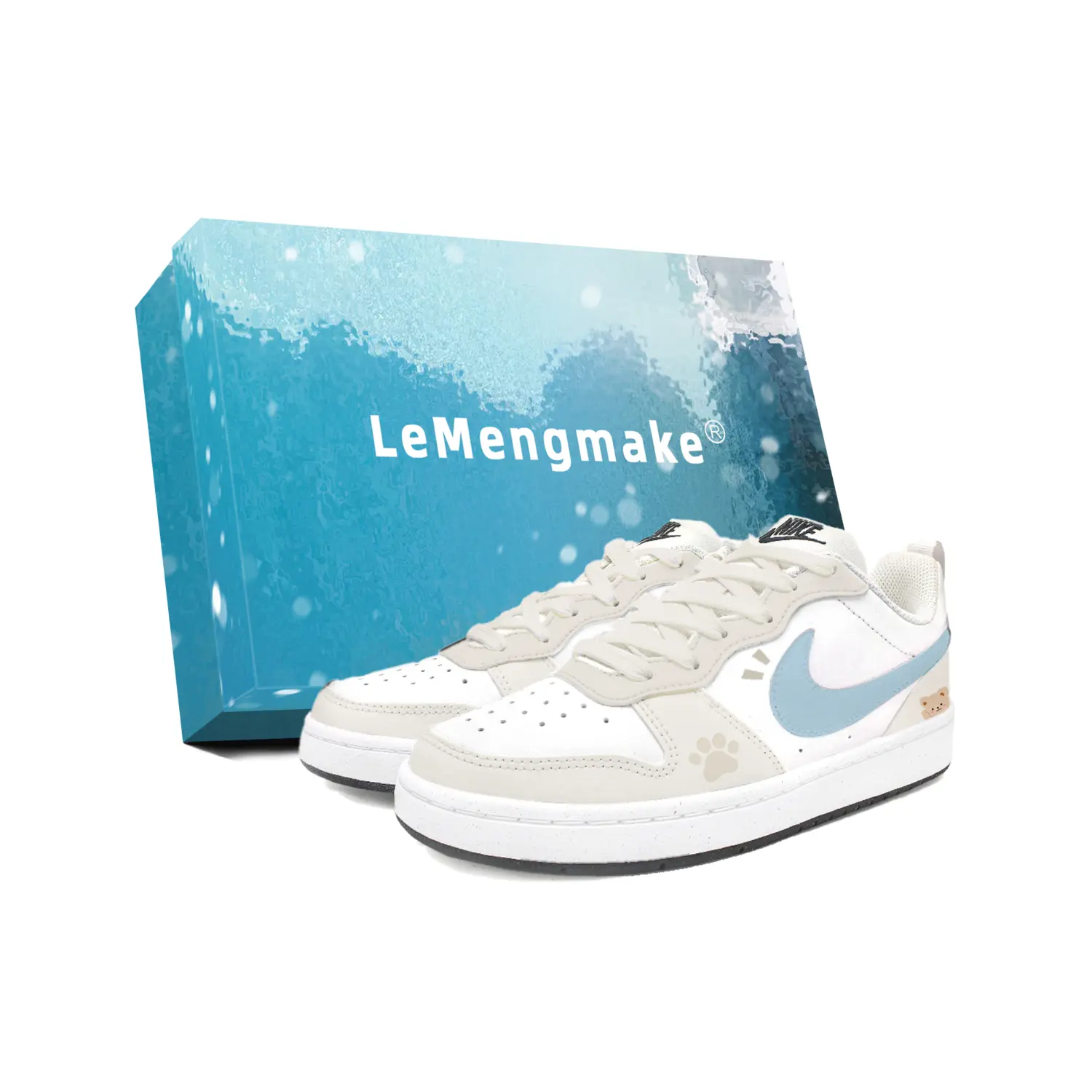 

Низкие детские кроссовки для скейтбординга Court Borough Bee Bear для подростков Nike, белый