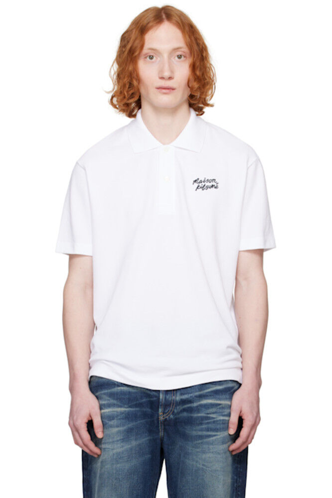 

Белая рубашка-поло с надписью «Maison Kitsuné» Handwriting Comfort