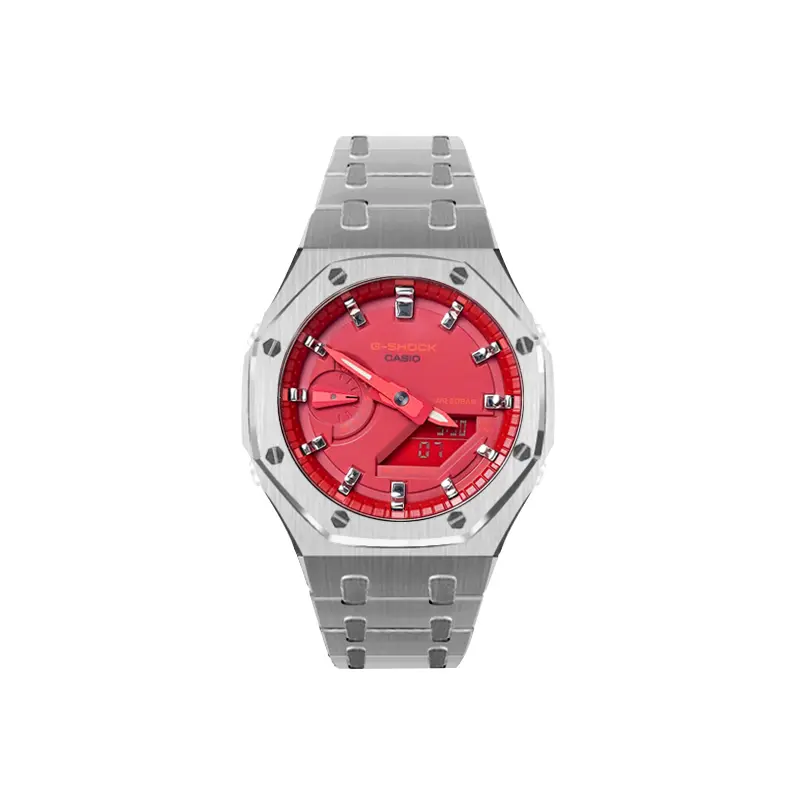 

CASIO Часы Men Liquid Crystal/Analog Dual Display Series Red Watch, The red silver wave silver scale is fully forged