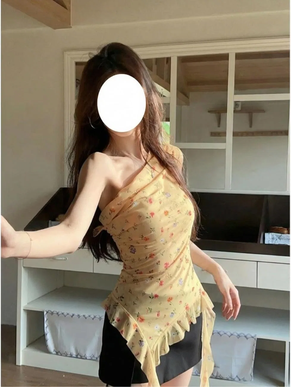 Блуза с цветочным принтом, off-shoulder, желтый — фото 4