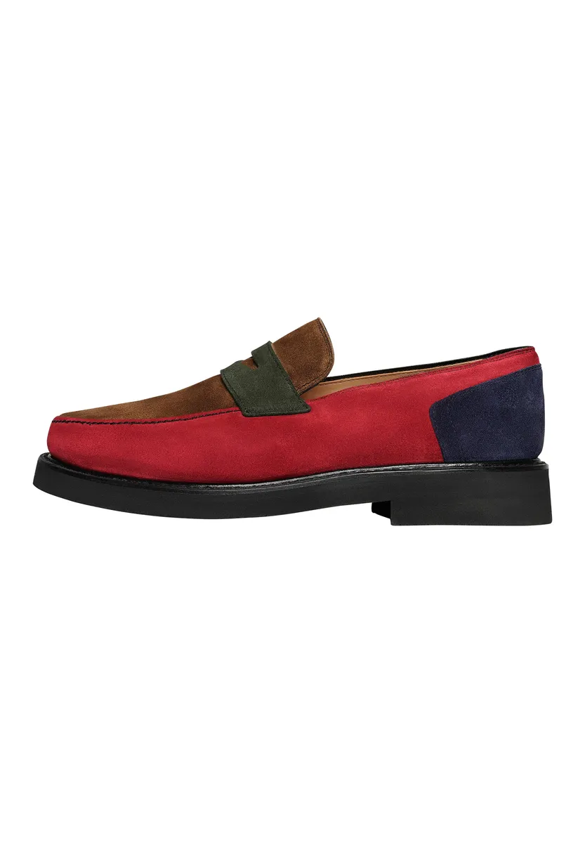 

Лоферы Henry Stevens "Haywood PL business Shoes", мужские полуботинки кожаные ручной работы, костюмные туфли-тапочки, красный