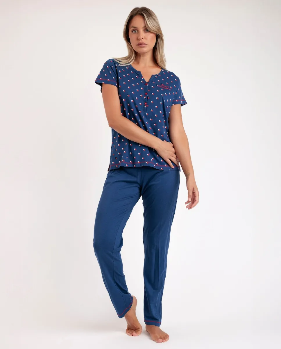 

Женская пижама длинная из вискозного трикотажа Admas, темно-синий