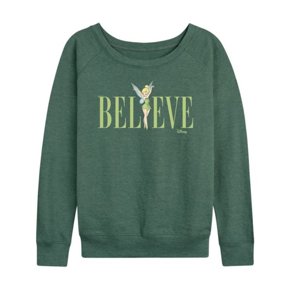 

Футболка с длинным рукавом женская Tinker Bell Believe из французского флиса Disney, зеленый